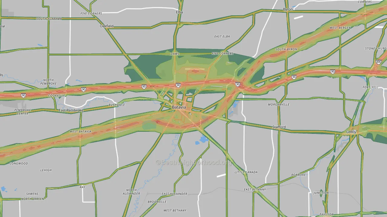 Genesee County, NY Map of Noise Levels in Genesee County