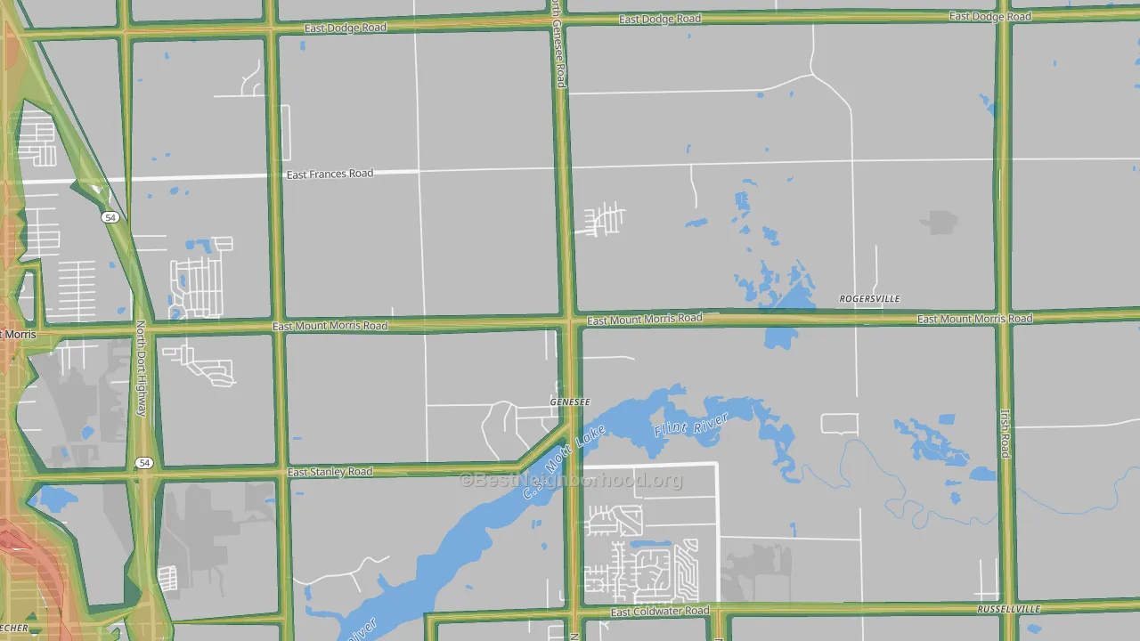 Genesee, MI Map of Noise Levels in Genesee