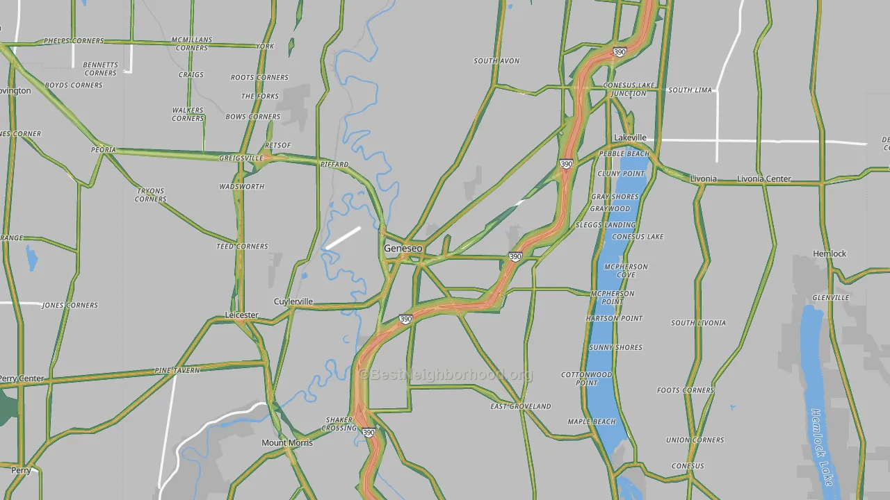 Geneseo, NY Map of Noise Levels in Geneseo
