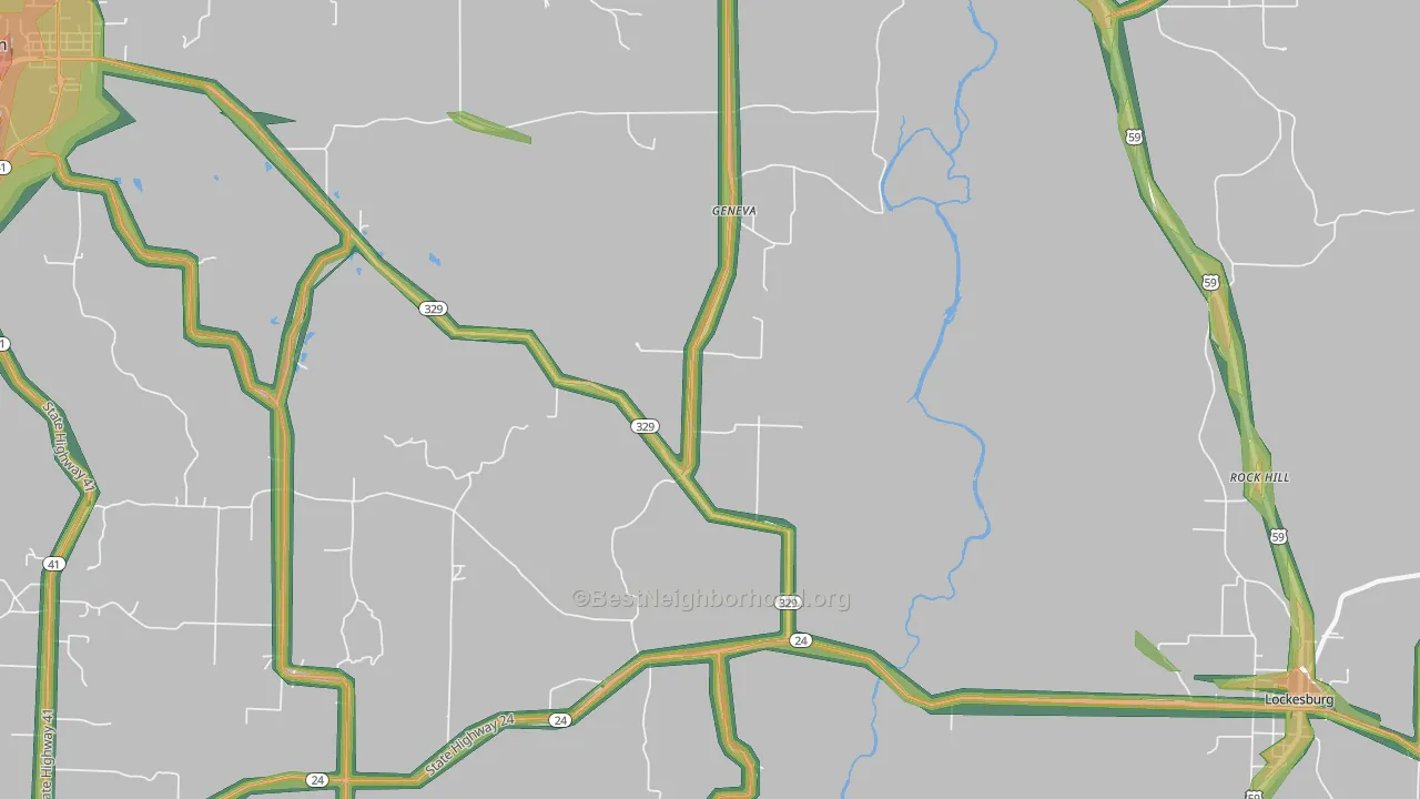 Geneva, AR Map of Noise Levels in Geneva