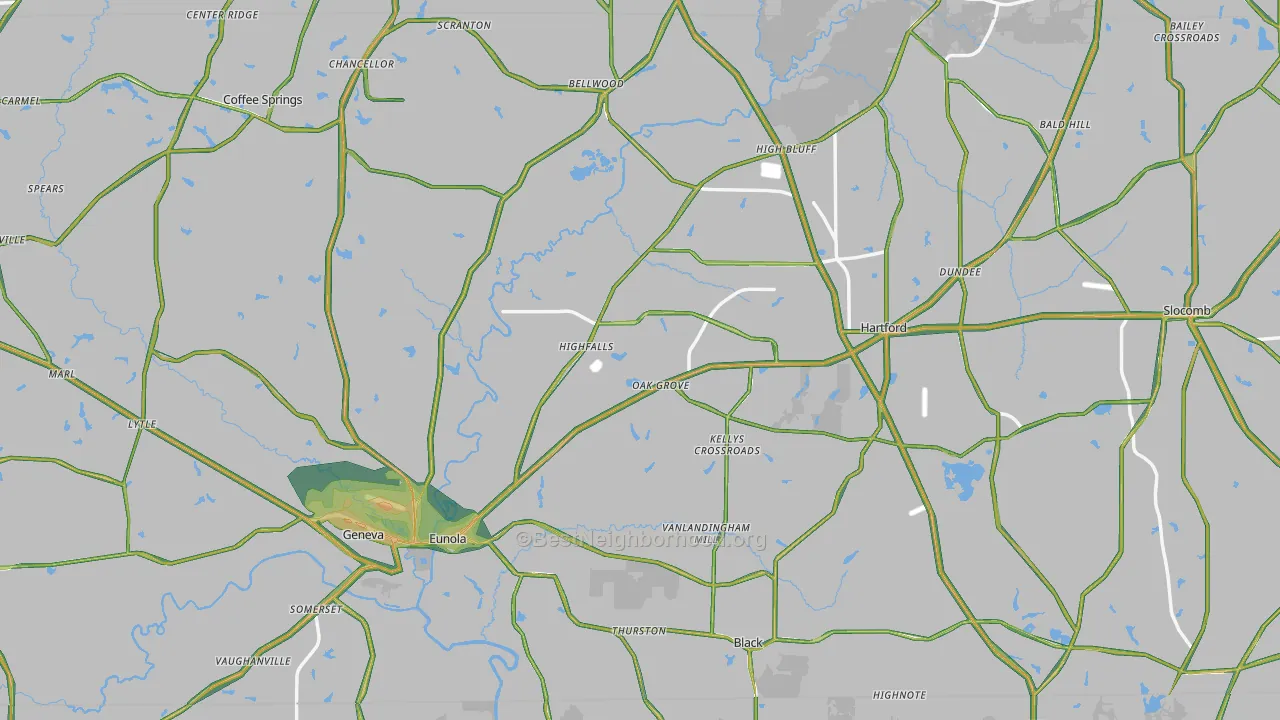 Geneva County, AL Map of Noise Levels in Geneva County