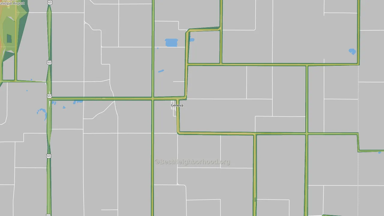 Geneva, IA Map of Noise Levels in Geneva