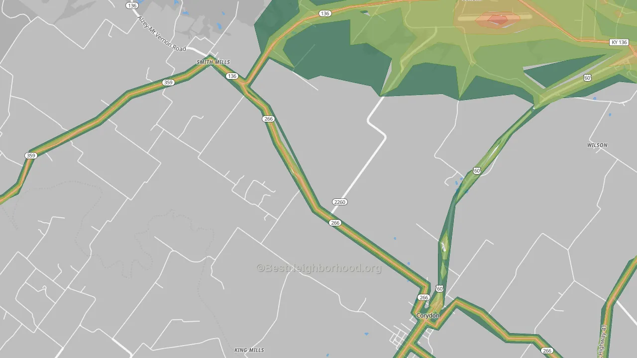 Geneva, KY Map of Noise Levels in Geneva