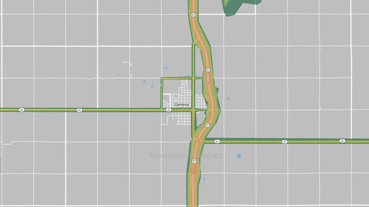 Geneva, NE Map of Noise Levels in Geneva