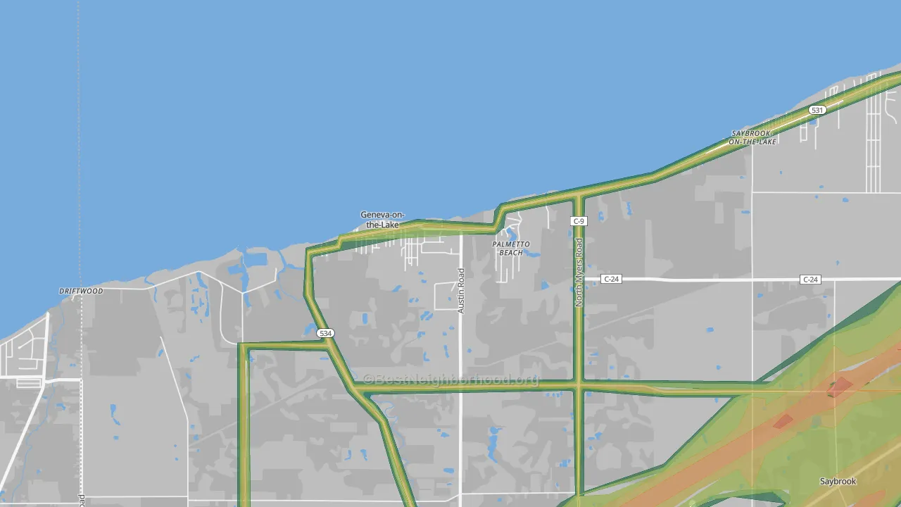 Geneva-on-the-Lake, OH Map of Noise Levels in Geneva-on-the-Lake