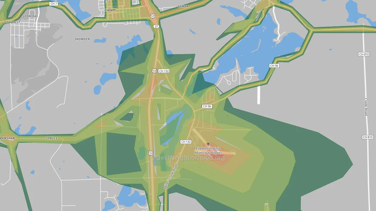 Genoa, MN Map of Noise Levels in Genoa