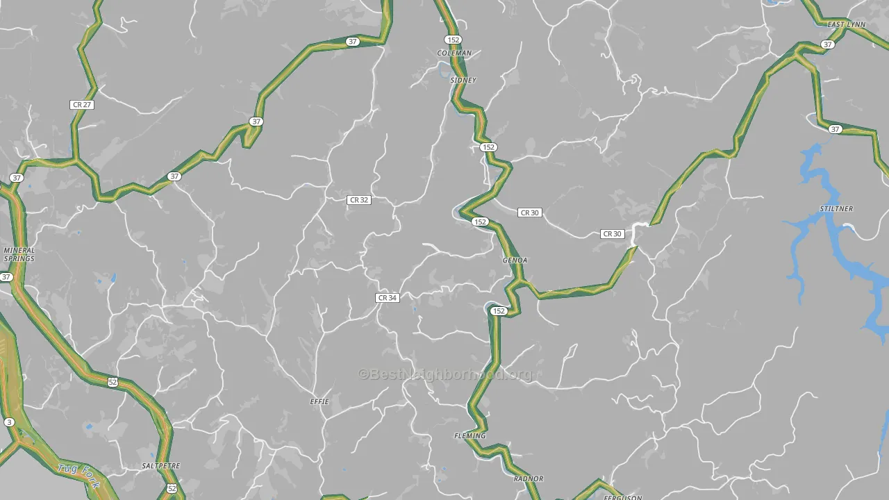 Genoa, WV Map of Noise Levels in Genoa