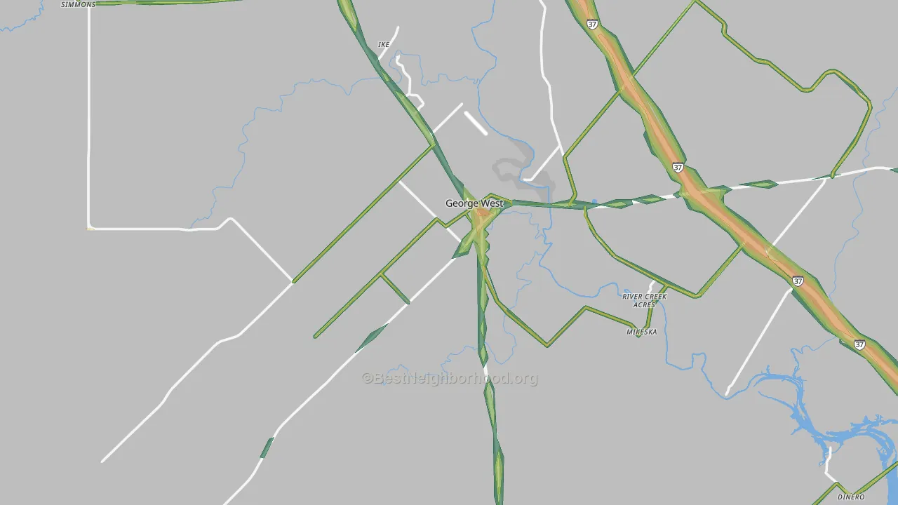 George West, TX Map of Noise Levels in George West