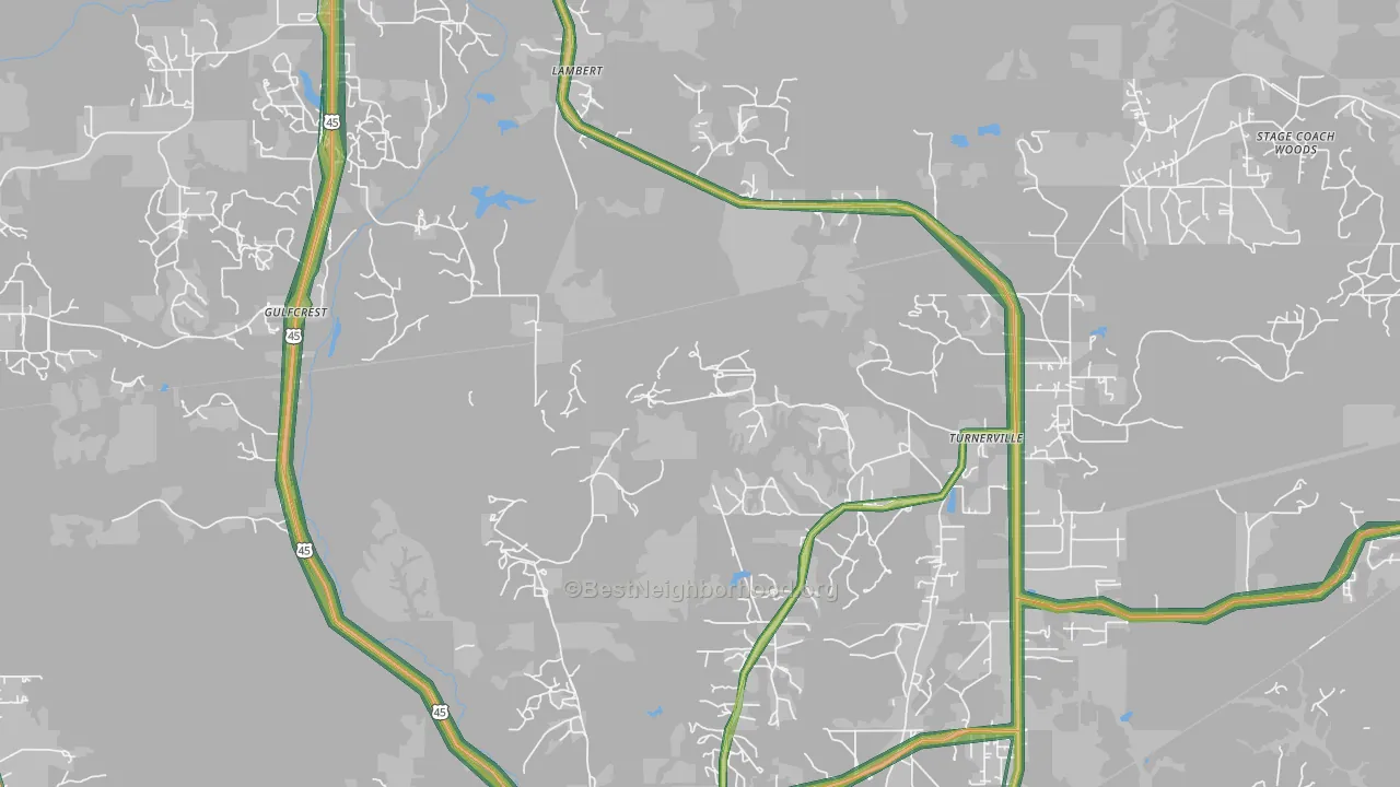 Georgetown, AL Map of Noise Levels in Georgetown