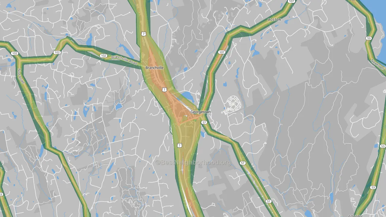 Georgetown, CT Map of Noise Levels in Georgetown