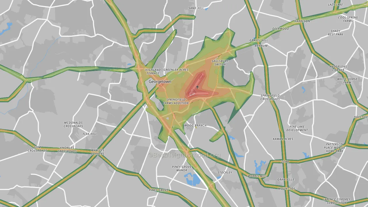 Georgetown, DE Map of Noise Levels in Georgetown