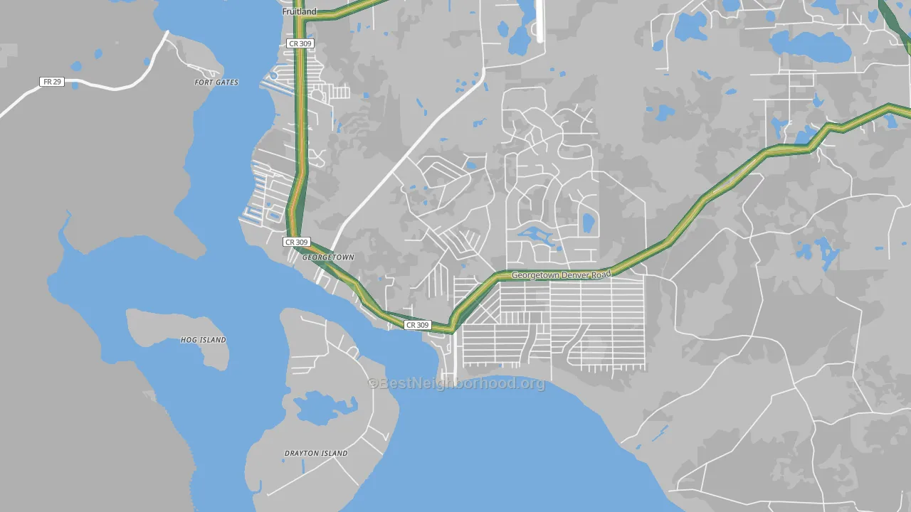 Georgetown, FL Map of Noise Levels in Georgetown