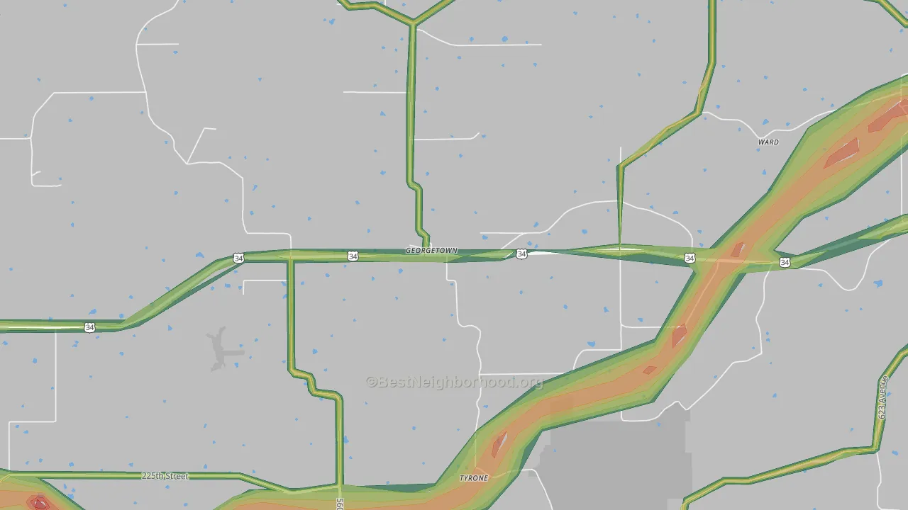 Georgetown, IA Map of Noise Levels in Georgetown