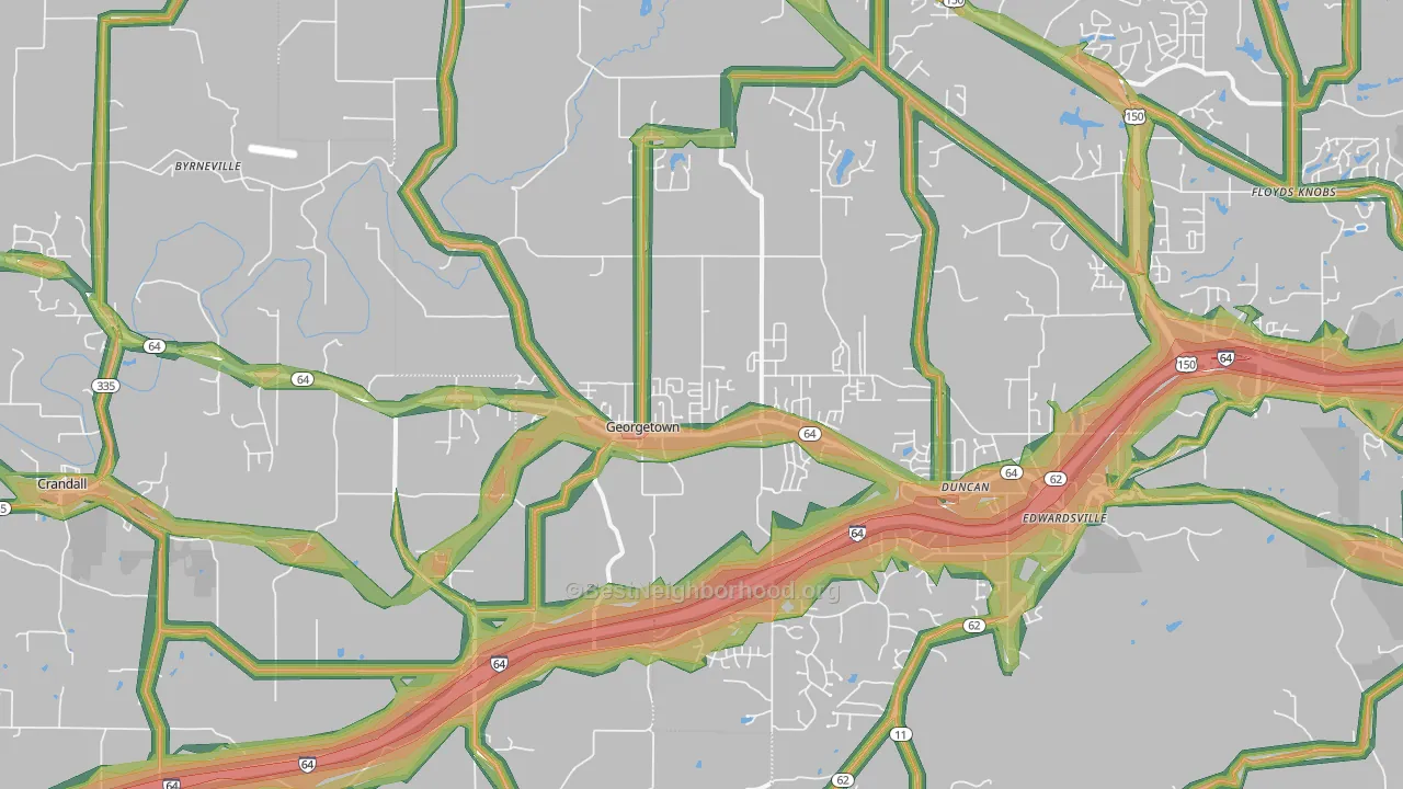 Georgetown, IN Map of Noise Levels in Georgetown