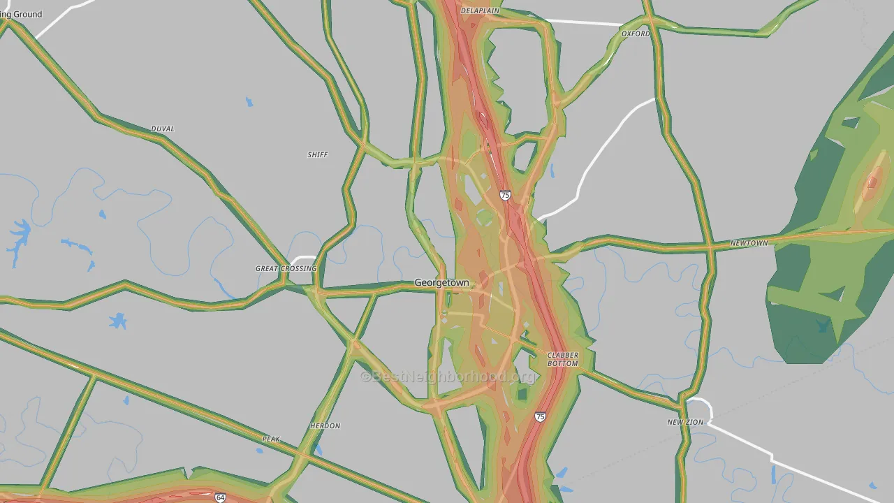 Georgetown, KY Map of Noise Levels in Georgetown