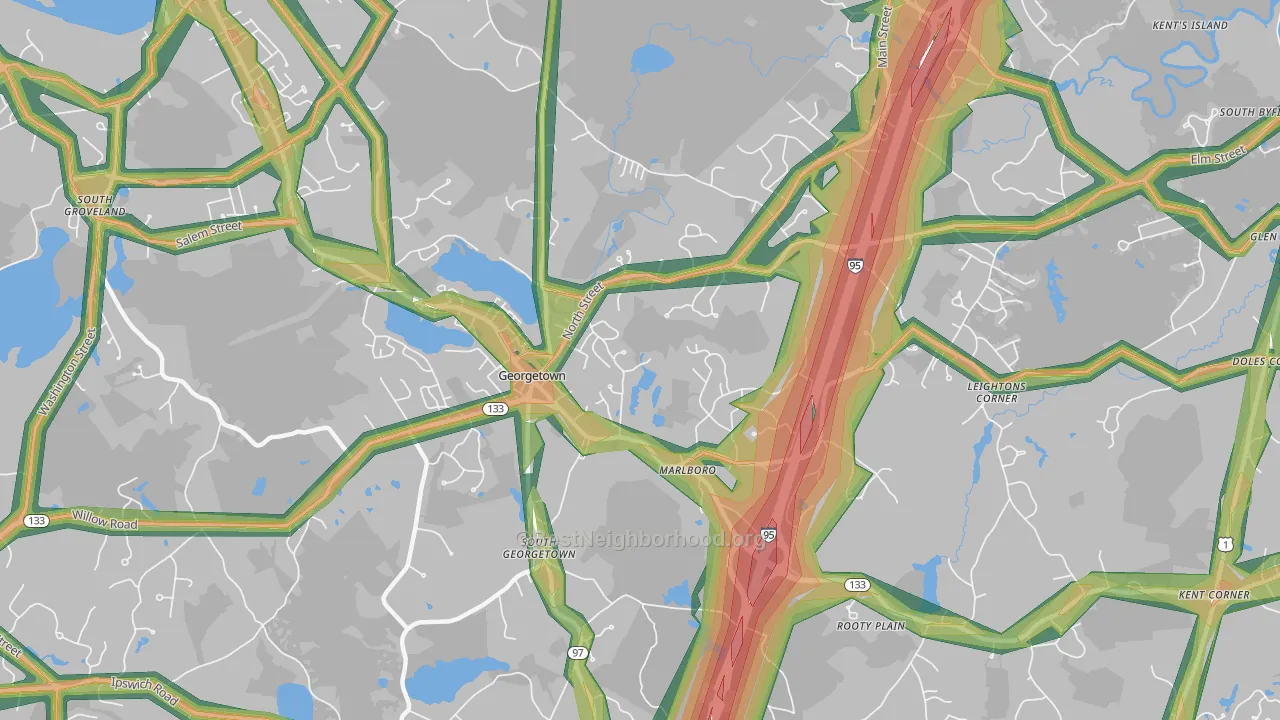 Georgetown, MA Map of Noise Levels in Georgetown