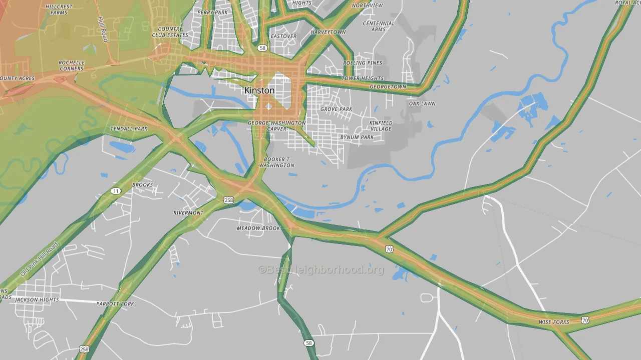 Georgetown, NC Map of Noise Levels in Georgetown