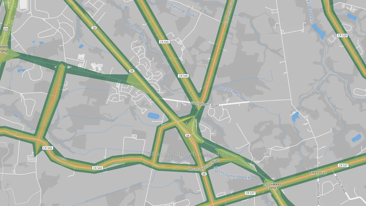 Georgetown, NJ Map of Noise Levels in Georgetown
