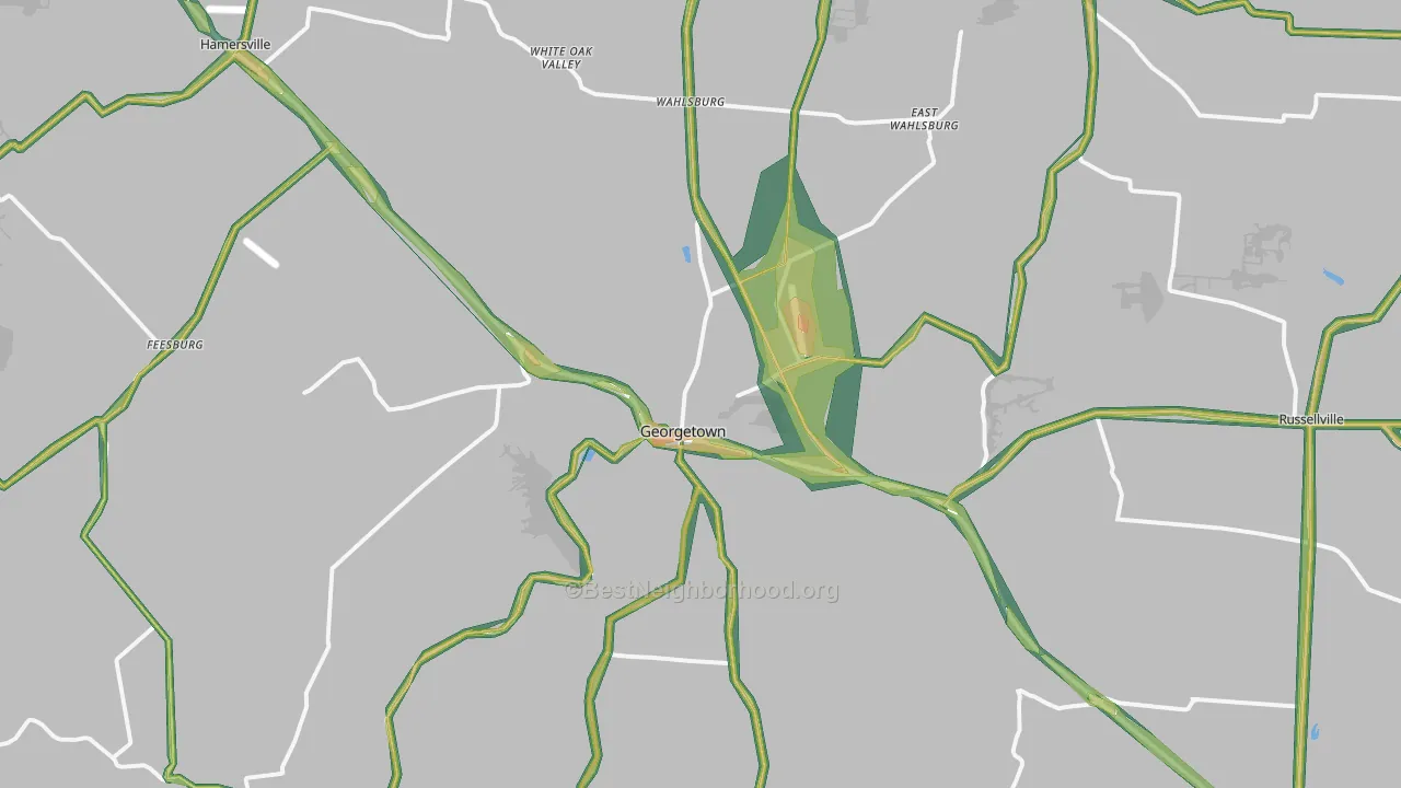 Georgetown, OH Map of Noise Levels in Georgetown