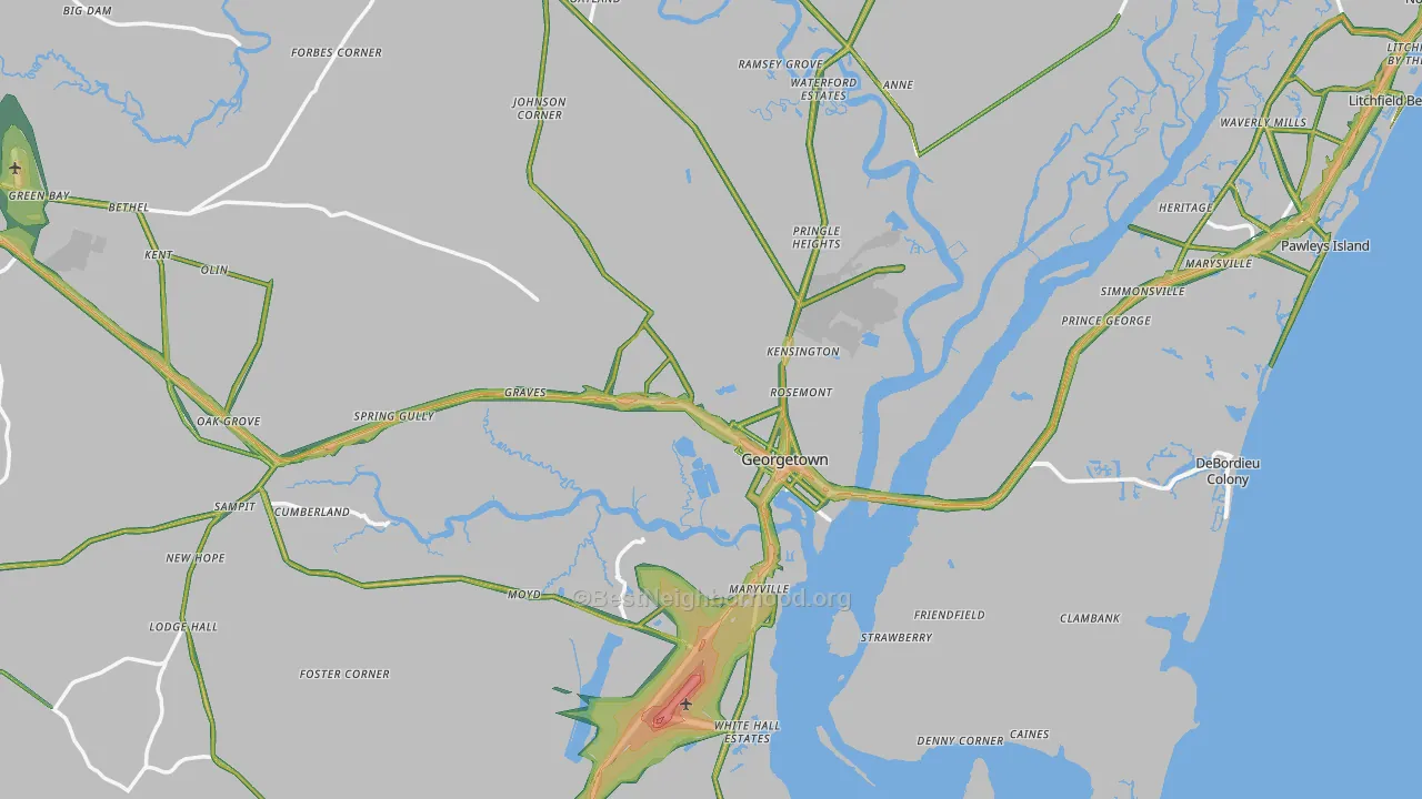 Georgetown, SC Map of Noise Levels in Georgetown