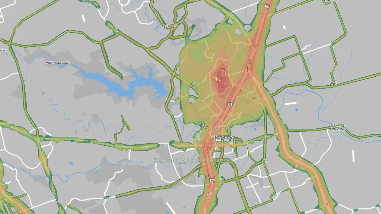 Georgetown, TX Map of Noise Levels in Georgetown