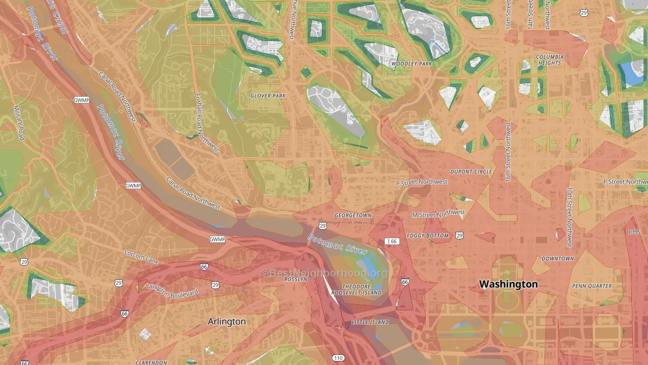 Georgetown, Washington, DC Map of Noise Levels in Georgetown