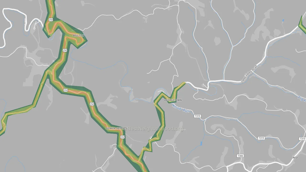 Georgetown, WV Map of Noise Levels in Georgetown