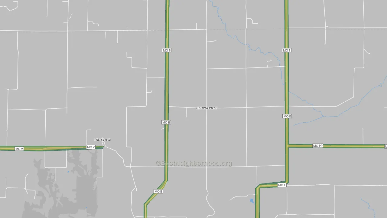 Georgeville, MO Map of Noise Levels in Georgeville