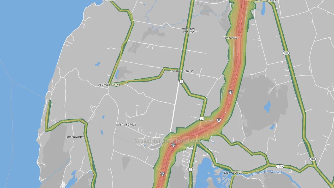 Georgia, VT Map of Noise Levels in Georgia