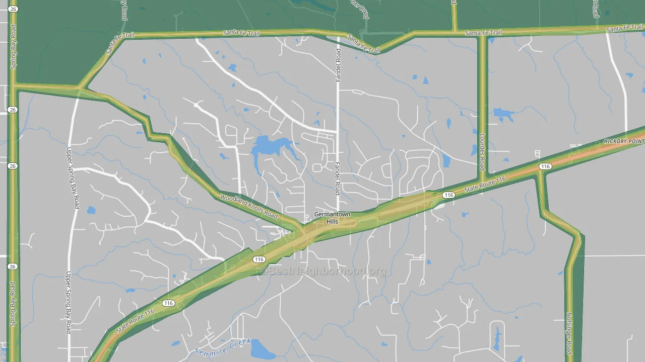 Germantown Hills, IL Map of Noise Levels in Germantown Hills