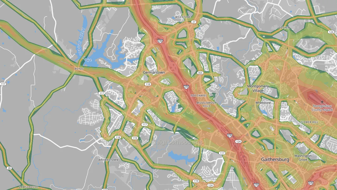 Germantown, MD Map of Noise Levels in Germantown