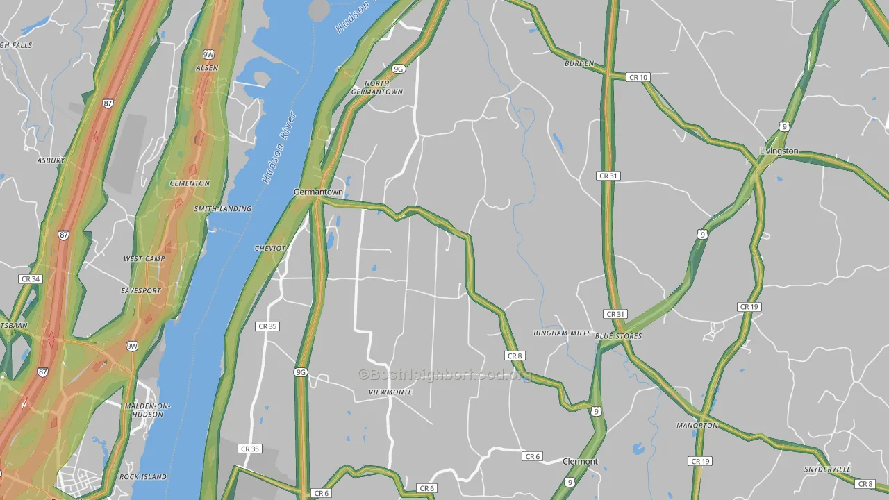 Germantown, NY Map of Noise Levels in Germantown