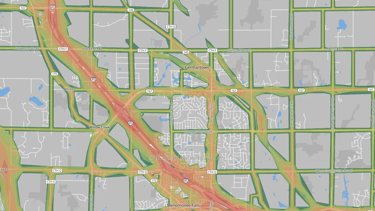 Germantown, WI Map of Noise Levels in Germantown