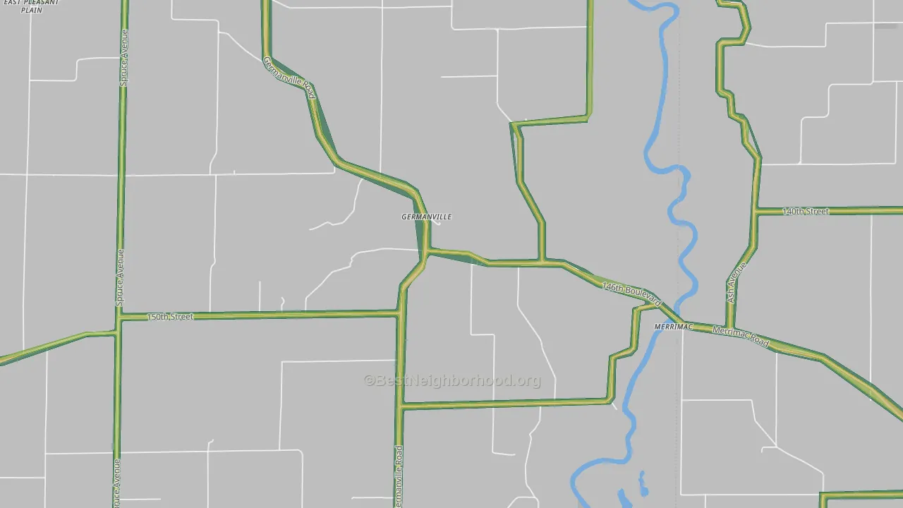 Germanville, IA Map of Noise Levels in Germanville