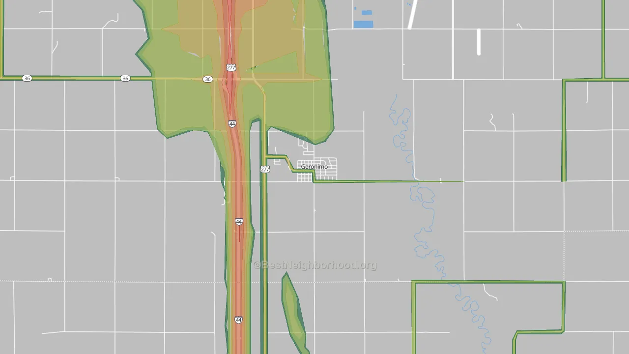 Geronimo, OK Map of Noise Levels in Geronimo