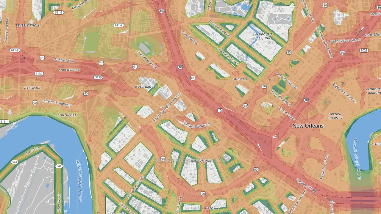 Gert Town, New Orleans, LA Map of Noise Levels in Gert Town