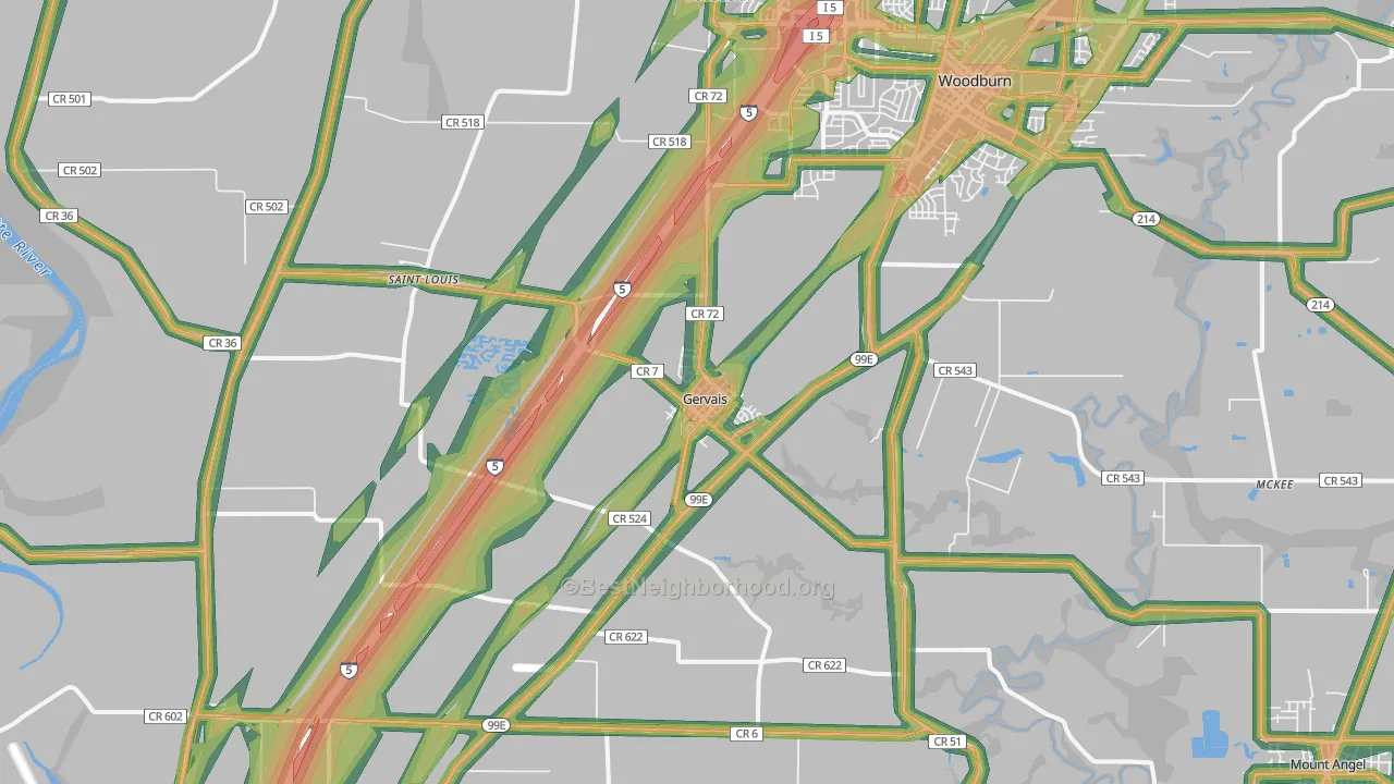 Gervais, OR Map of Noise Levels in Gervais