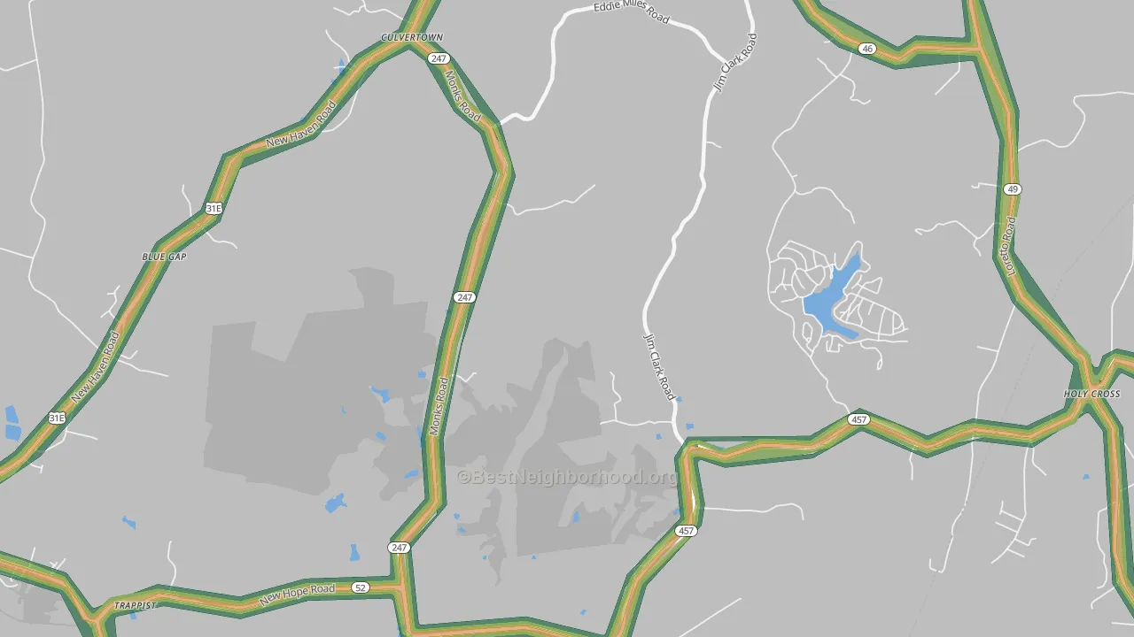 Gethsemane, KY Map of Noise Levels in Gethsemane