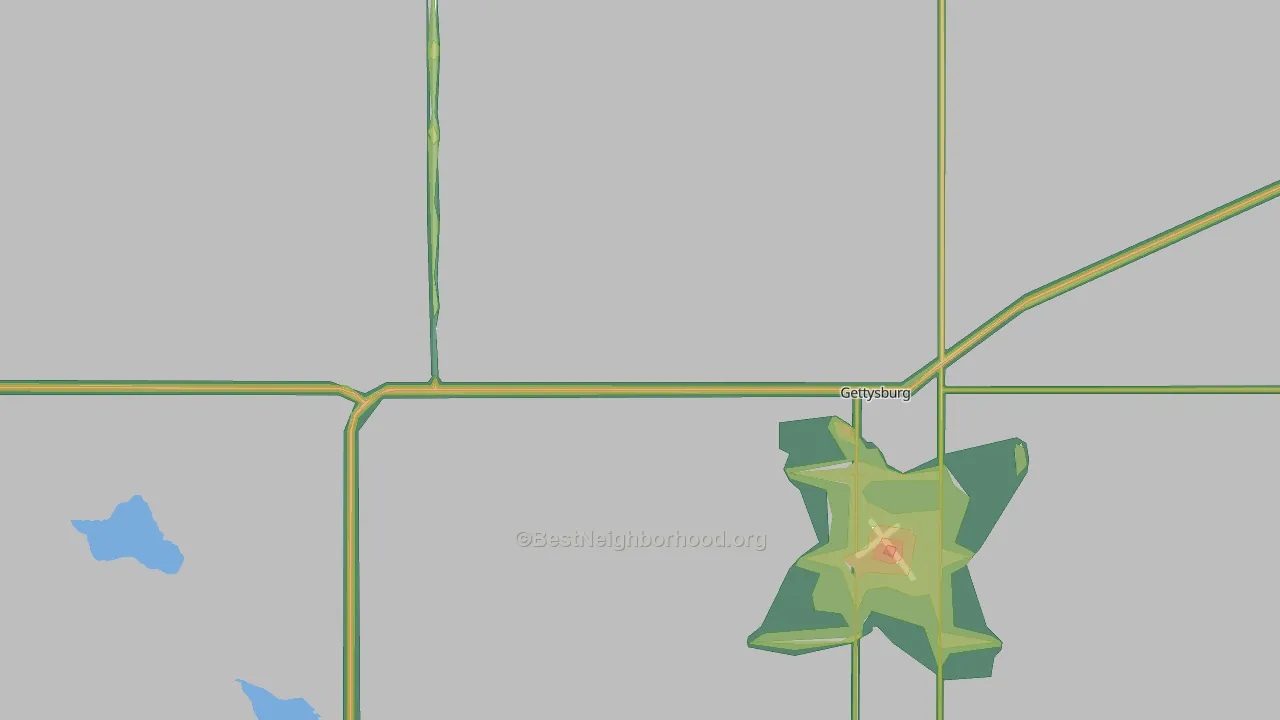 Gettysburg, SD Map of Noise Levels in Gettysburg