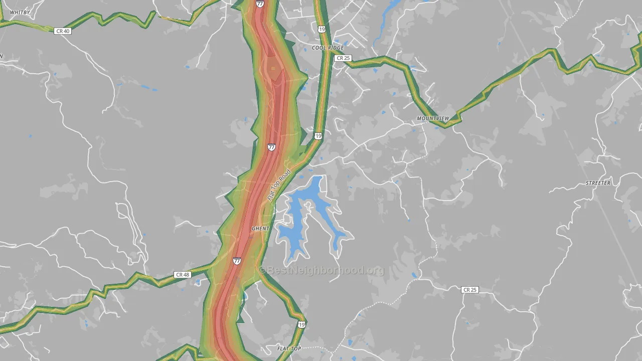 Ghent, WV Map of Noise Levels in Ghent