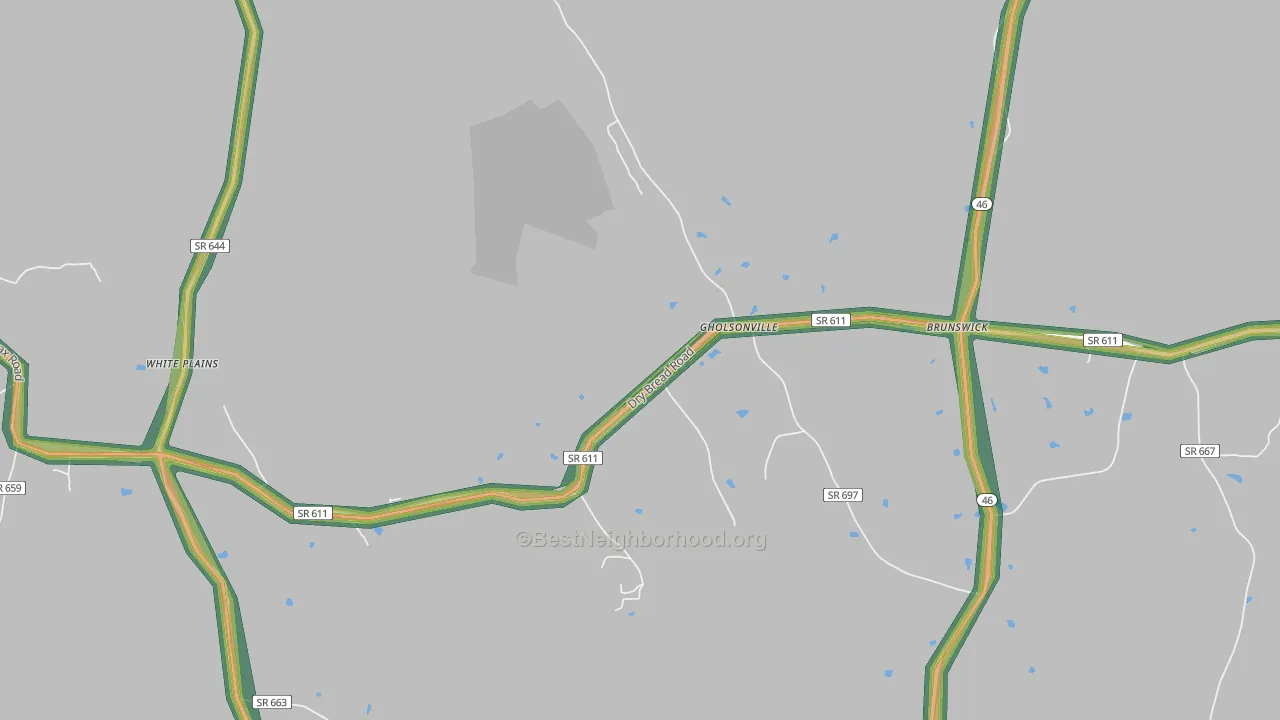 Gholsonville, VA Map of Noise Levels in Gholsonville