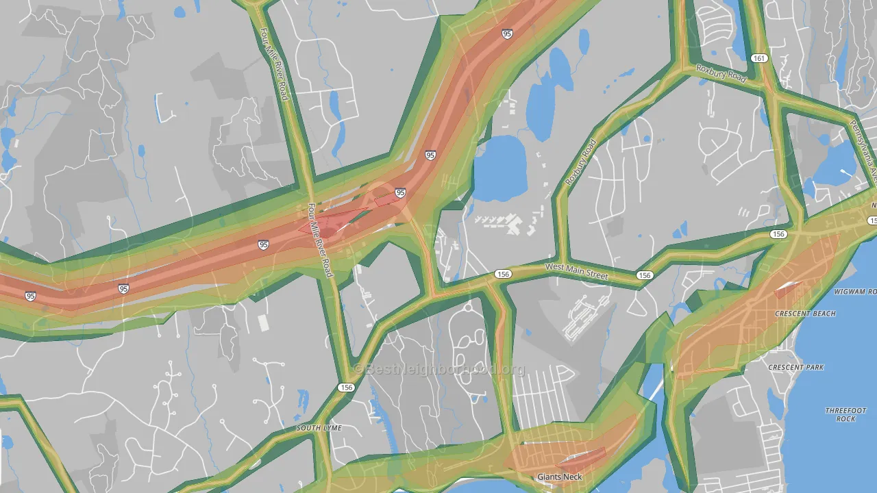 Giants Neck, CT Map of Noise Levels in Giants Neck
