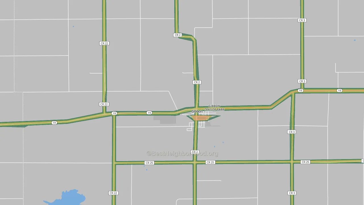 Gibbon, MN Map of Noise Levels in Gibbon