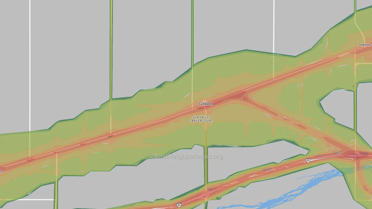 Gibbon, NE Map of Noise Levels in Gibbon