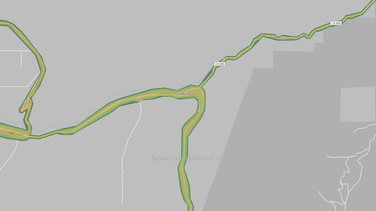 Gibbon, OR Map of Noise Levels in Gibbon