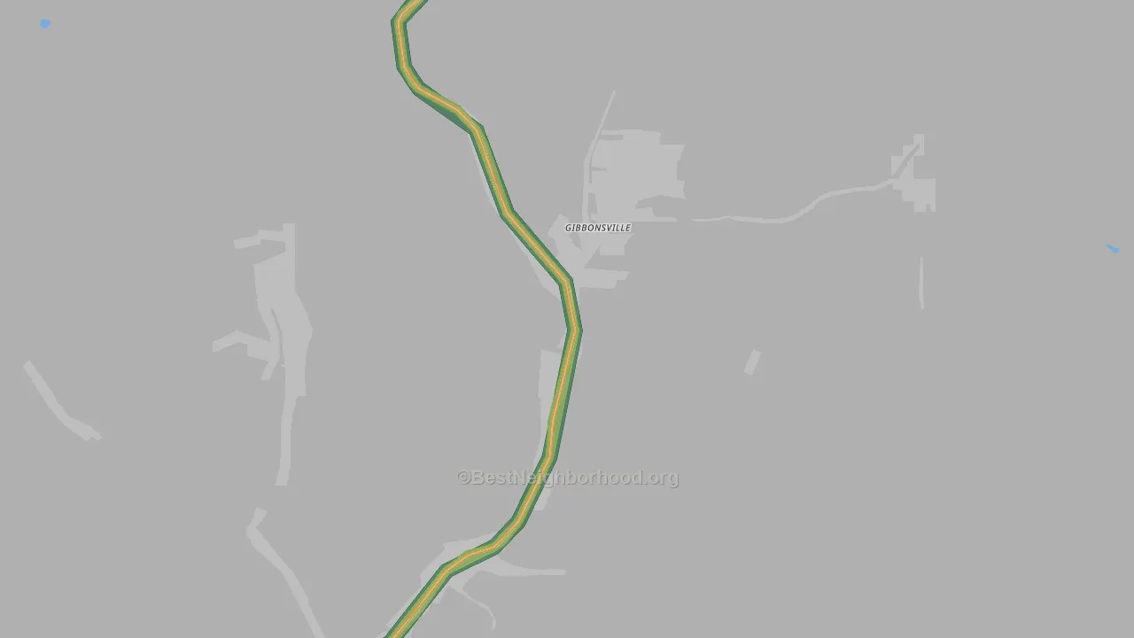Gibbonsville, ID Map of Noise Levels in Gibbonsville