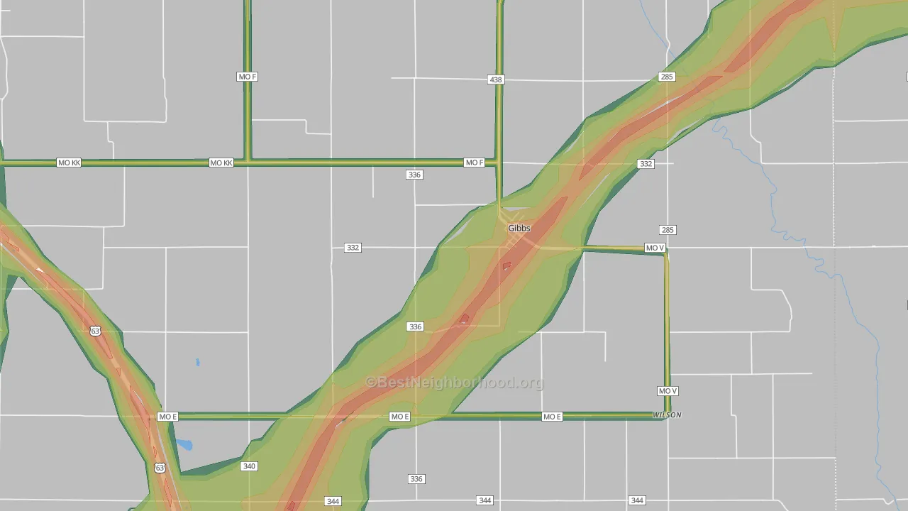 Gibbs, MO Map of Noise Levels in Gibbs