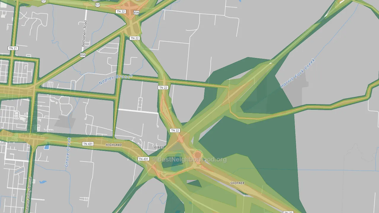 Gibbs, TN Map of Noise Levels in Gibbs