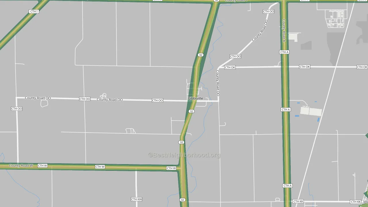 Gibbsville, WI Map of Noise Levels in Gibbsville
