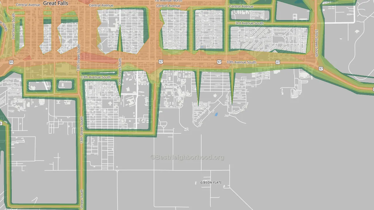 Gibson Flats, MT Map of Noise Levels in Gibson Flats